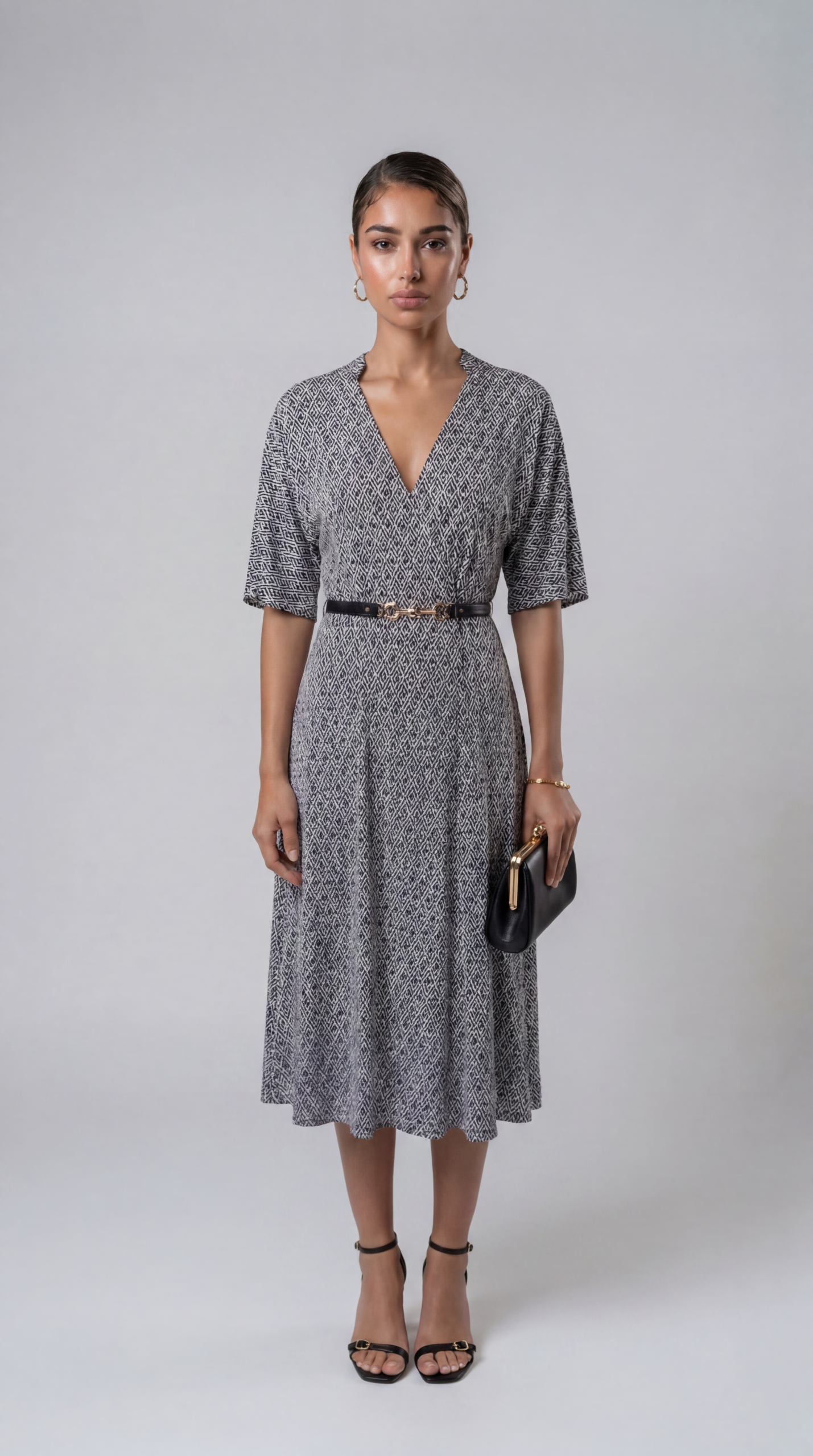 Midi Chemisierkleid mit Stoffgürtel