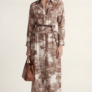 Hemdblusenkleid mit Landschaftsprint